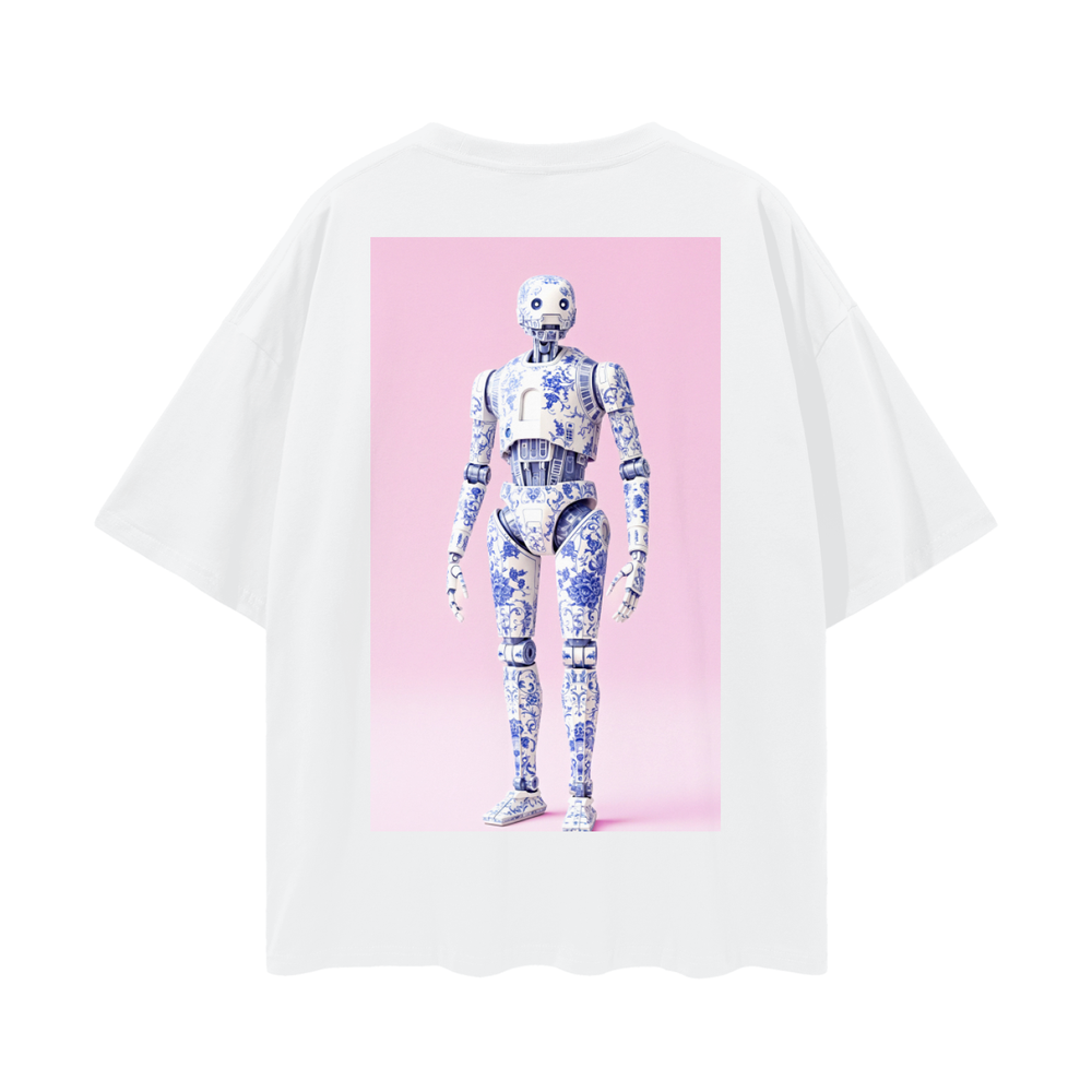 K-2SO White Oversize Deep Drop Shoulder Tee - 200 GSM